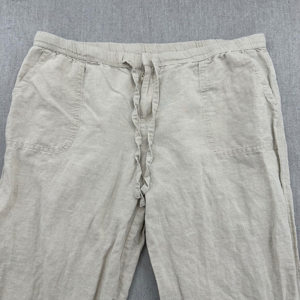 Liz Claiborne Pants Womens XL Beige Classic Linen Blend Straight Leg - Picture 4 of 7